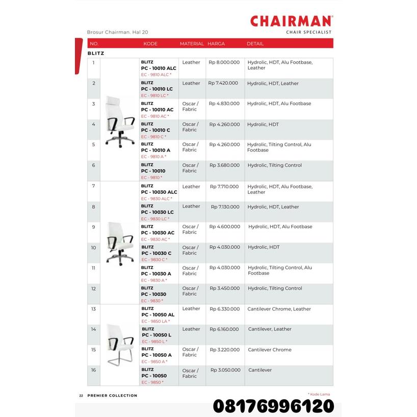 Kursi Kantor Chairman BLITZ PC 10010 ALC 10010 LC 10010 AC 10010 C 10010 A 10010 10030 ALC 10030 LC 10030 AC 10030 C 10030 A 10030 10050 AL 10050 L 10050 A 10050