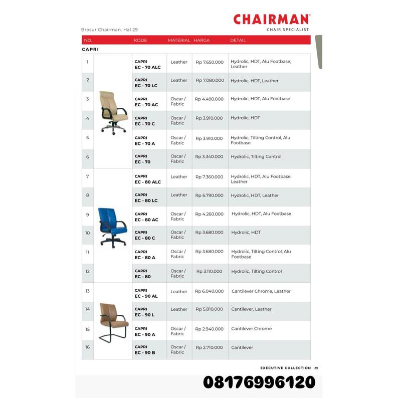 Kursi Kantor Chairman CAPRI EC 70 ALC 70 LC 70 AC 70 C 70 A 70 80 ALC 80 LC 80 AC 80 C 80 A 80 90 AL 90 L 90 A 90 B