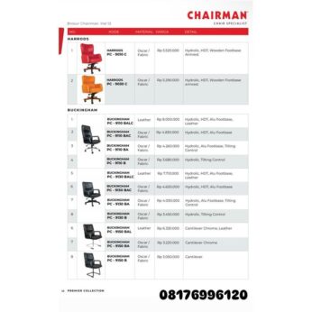 Kursi Kantor Chairman HARRODS PC 9010 C 9030 C & BUCKINGHAM PC 9110 BALC 9110 BAC 9110 BA 9110 B 9130 BALC 9130 BAC 9130 BA 9130 B 9150 BAL 9150 BA 9150 B