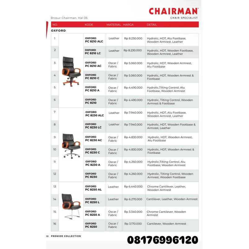 Kursi Kantor Chairman OXFORD PC 8210 ALC 8210 LC 8210 AC 8210 C 8210 A 8210 8230 ALC 8230 LC 8230 AC 8230 C 8230 A 8230 8250 AL 8250 L 8250 A 8250