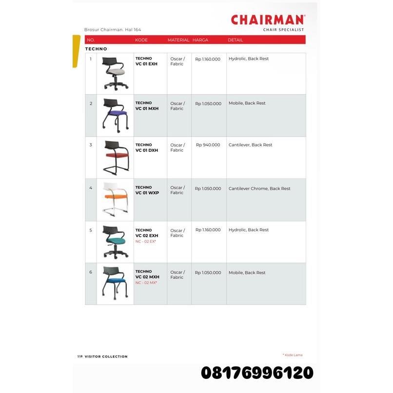 Kursi Kantor Chairman TECHNO VC 01 EXH 01 MXH 01 DXH 01 WXP 02 EXH 02 MXH