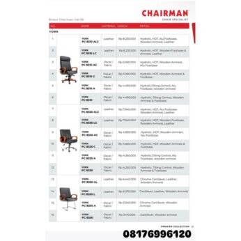 Kursi Kantor Chairman YORK PC 8310 ALC 8310 LC 8310 AC 8310 C 8310 A 8310 8330 ALC 8330 LC 8330 AC 8330 C 8330 A 8330 8350 AL 8350 L 8350 A 8350