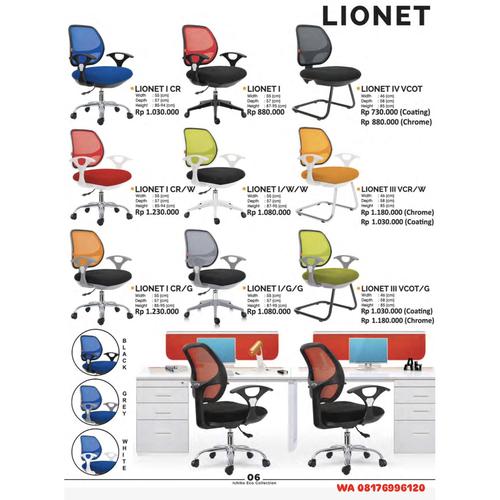 Kursi Kantor Ichiko Eco LIONET I CR LIONET I LIONET IV VCOT LIONET I CR/W LIONET I/W/W LIONET III VCR/W LIONET I CR/G LIONET I/G/G LIONET III VCOT/G