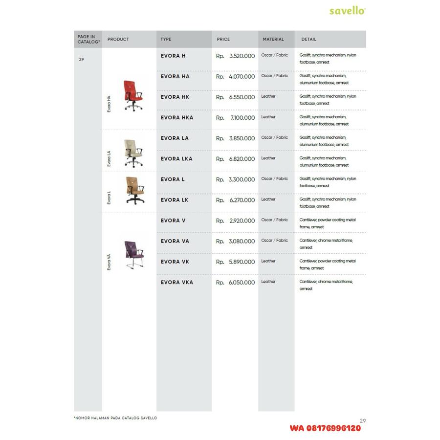 Kursi Kantor Savello EVORA H HA HK HKA LA LKA L LK V VA VK VKA