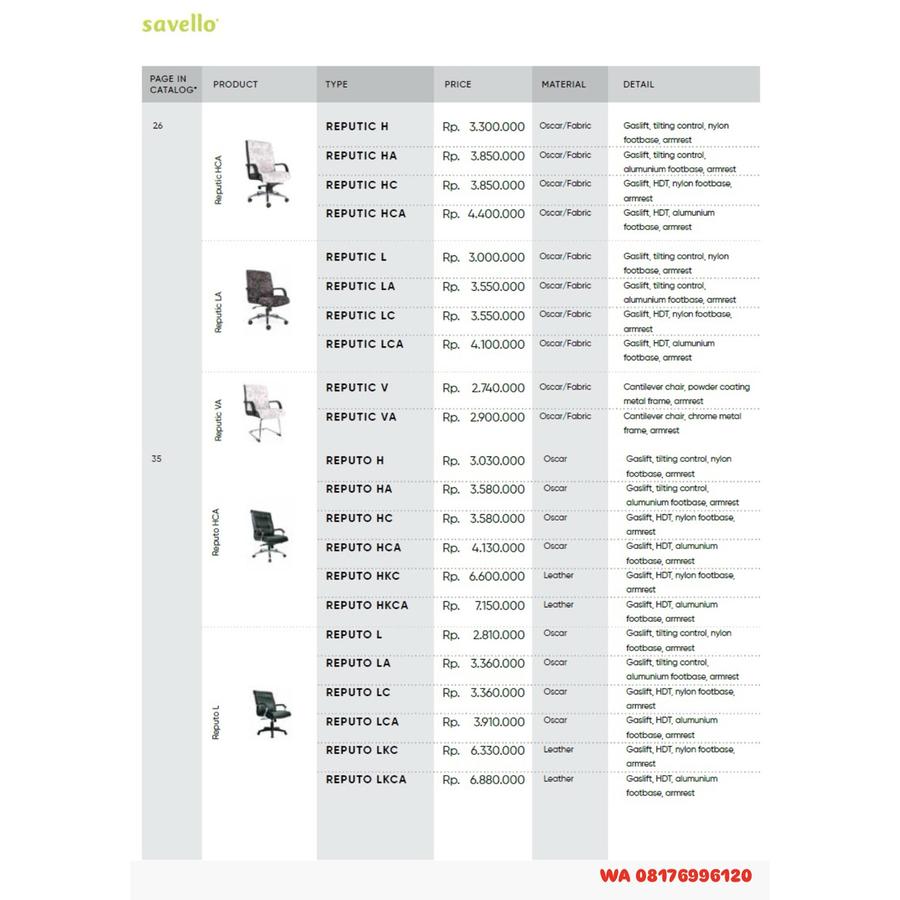 Kursi Kantor Savello REPUTIC H HA HC HCA L LA LC LCA V VA & REPUTO H HA HC HCA HKC HKCA L LA LC LCA LKC LKCA
