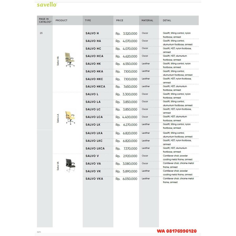 Kursi Kantor Savello SALVOTIC H HA HC HCA L LA LC LCA V VA