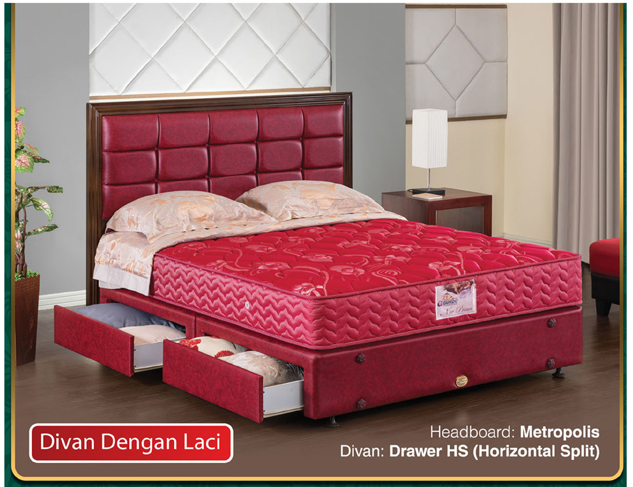 Springbed Guhdo New Prima Base Drawer HS (Horizontal Split) - Metropolis