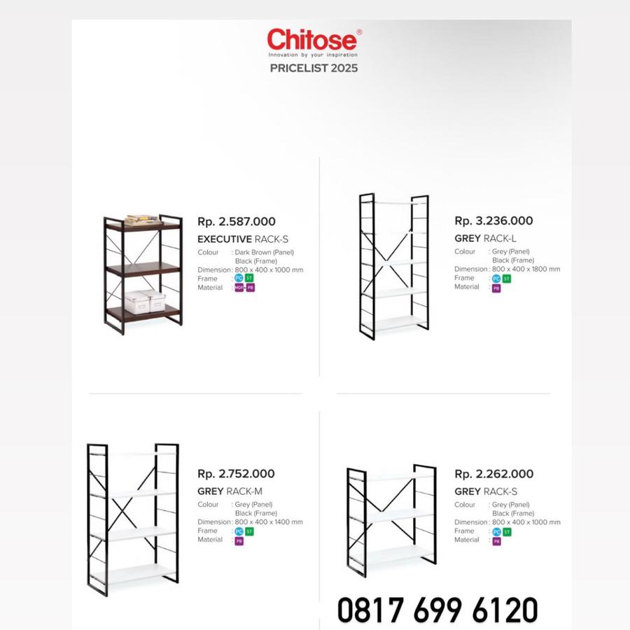 Rak Kantor Chitose EXECUTIVE RACK-S GREY RACK-L GREY RACK-M GREY RACK-S