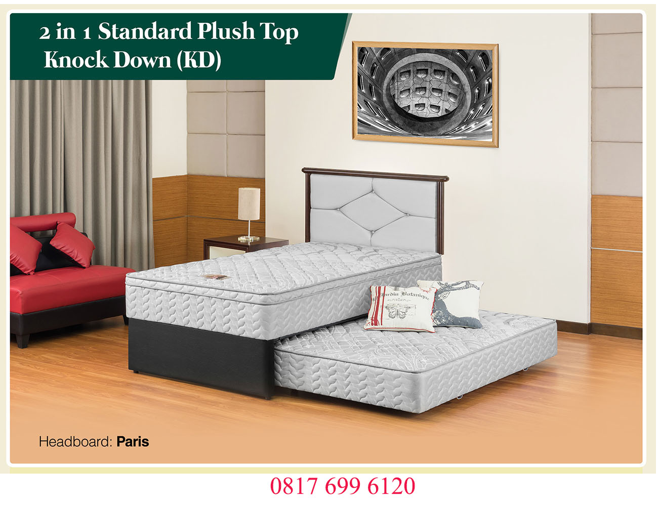 Springbed Guhdo 2 in 1 Standard Plush Top KD (Knock Down) - Paris