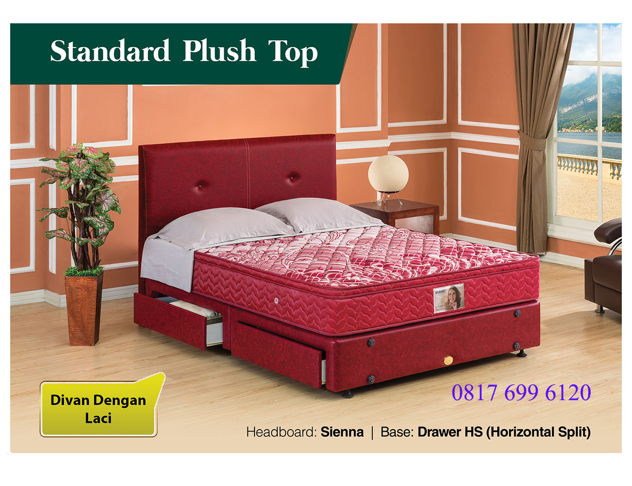 Springbed Guhdo Standard Plush Top Base Drawer HS (Horizontal Split) - Sienna